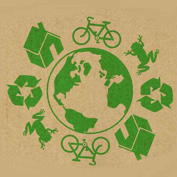 Recycling & Eco Symbols and Brown Papaer Background