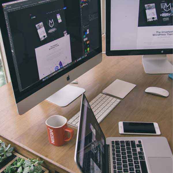 Desk With iMac, iPad and iPhone