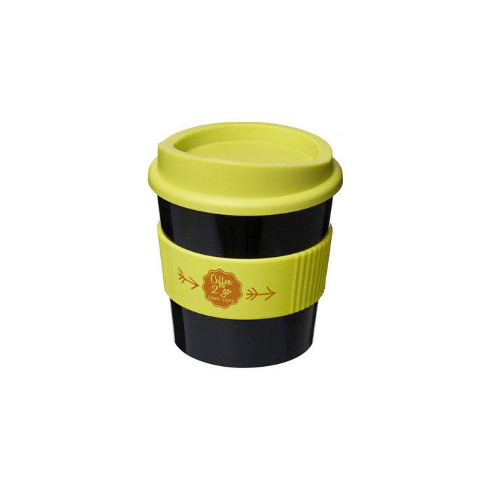 Black Americano® Primo 250ml Tumbler with Grip - Lime Green Grip/Lid
