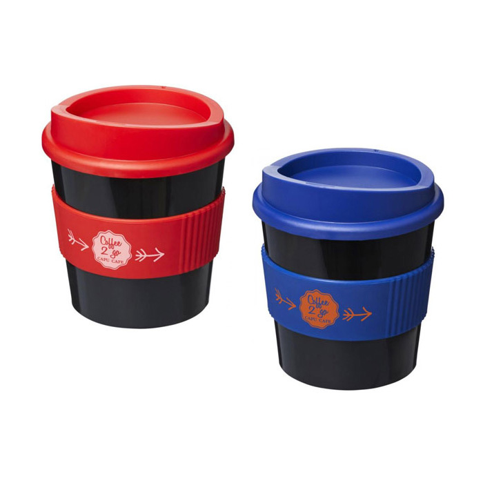 Black Americano® Primo 250ml Tumblers with Grip - Red & Blue Grips/Lids