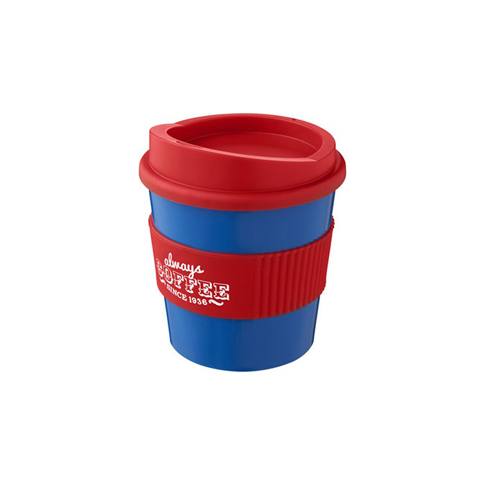 Blue (300) Americano® Primo 250ml Tumbler with Grip - Red Grip/Lid