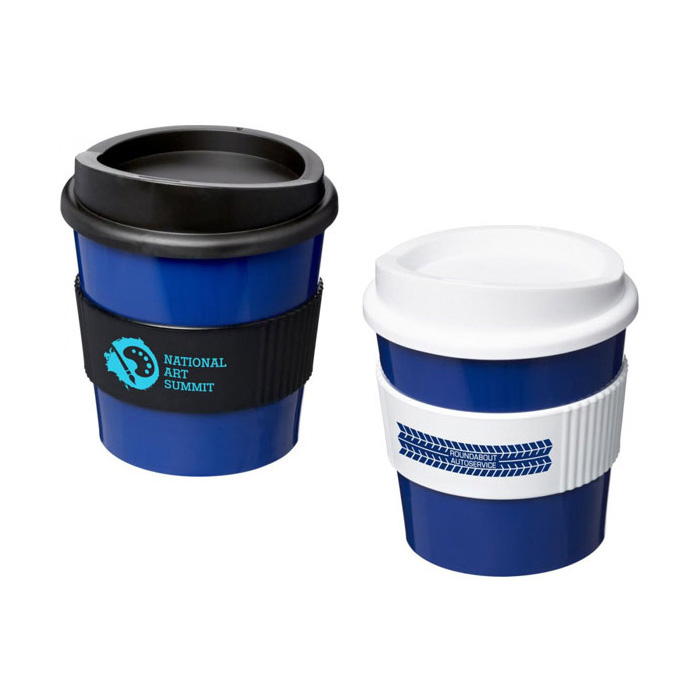 Blue (288) Americano® Primo 250ml Tumblers with Grip - White & Black Grips/Lids