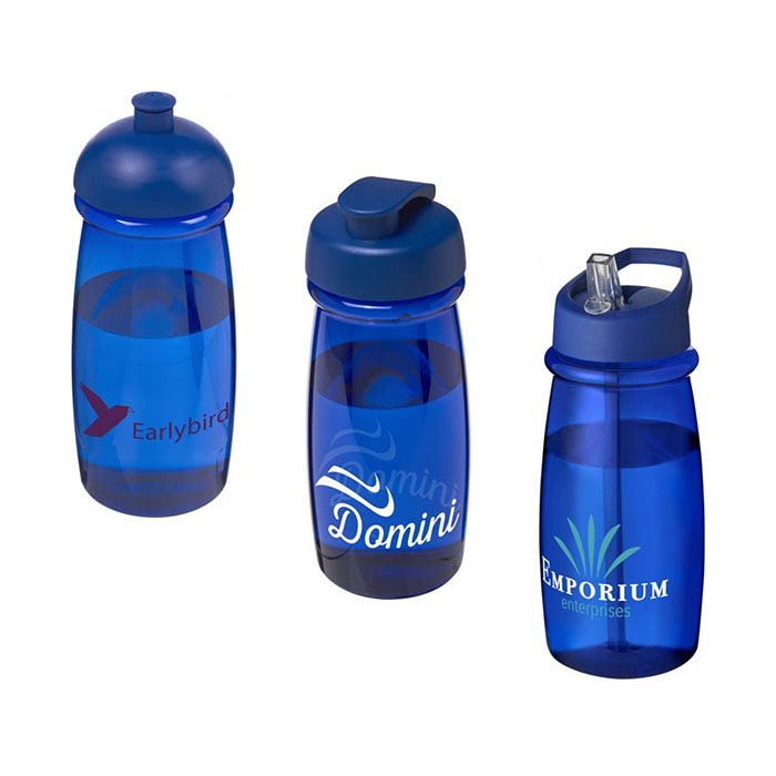 Blue H<sub>2</sub>O Active® Pulse 600ml Sports Bottle - Dome Lid (L), Flip Lid (C), Spout Lid (R)