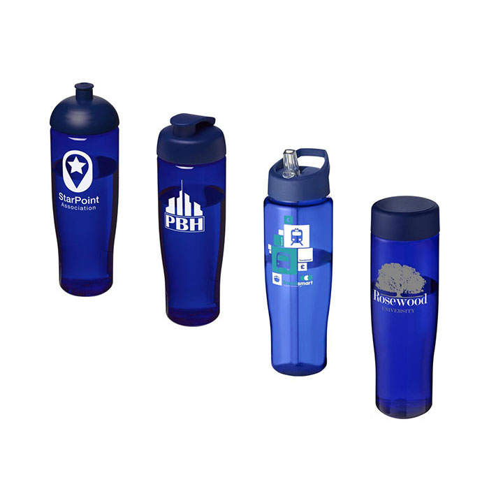 Blue H<sub>2</sub>O Active® Tempo 700ml Sports Bottle - Showing A Selection of Lids & Accessories