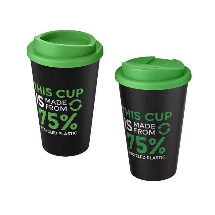 Green Americano® Eco 350ml Tumbler with Twist-On (L) & Spill-Proof (R) Lids