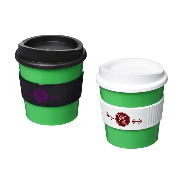 Green Americano® Primo 250ml Tumblers with Grip - White & Black Grips/Lids