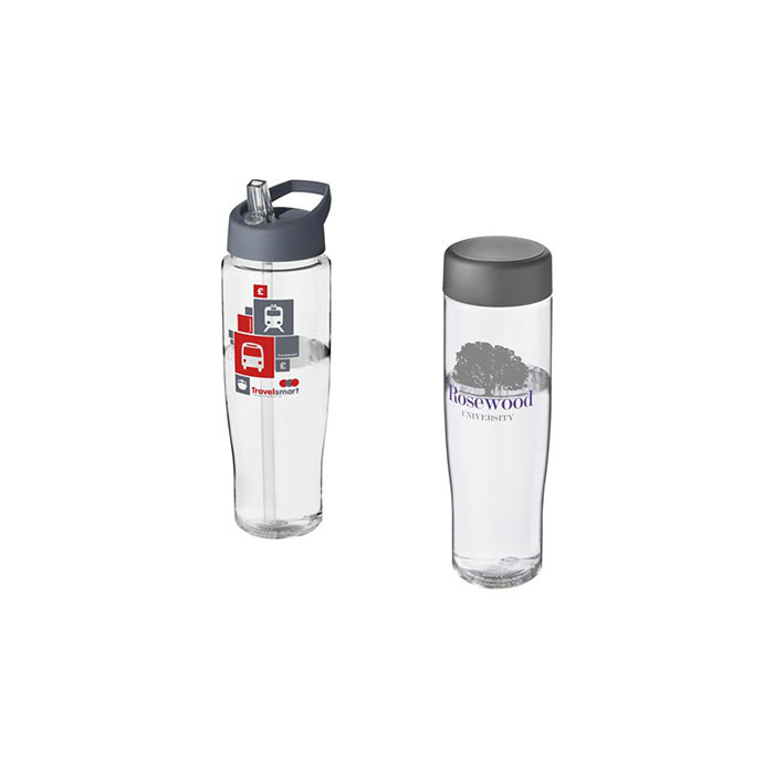 Grey H<sub>2</sub>O Active® Tempo 700ml Sports Bottle - Showing A Selection of Lids & Accessories
