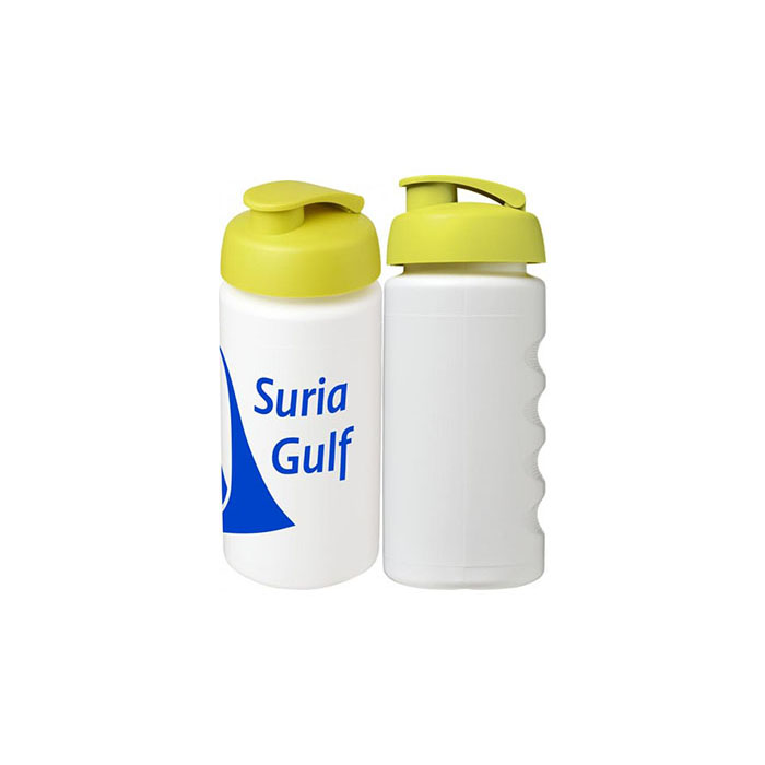 Lime Green Baseline Plus® Grip 500ml Sports Bottle - White with Lime Green Flip Lid
