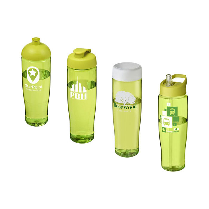 Lime Green H<sub>2</sub>O Active® Tempo 700ml Sports Bottle - Showing A Selection of Lids & Accessories