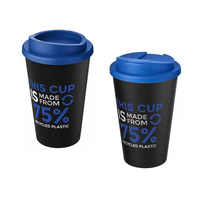 Blue (300) Americano® Eco 350ml Tumbler with Twist-On (L) & Spill-Proof (R) Lids